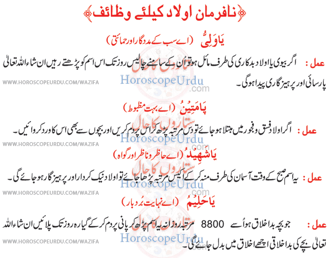 Wazifa For Disobedient Child in Urdu