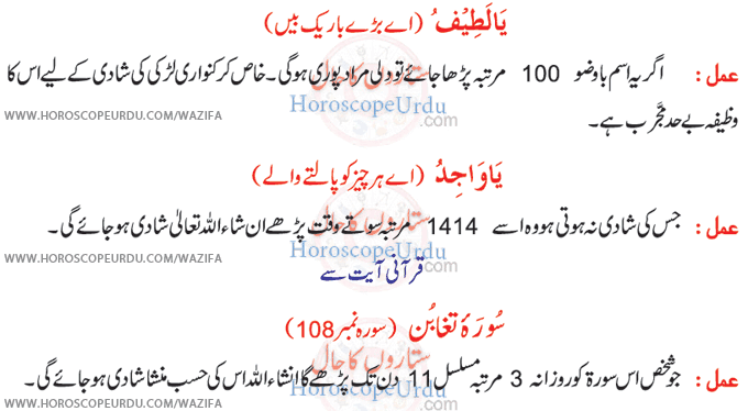 Wazifa for Marriage in Urdu